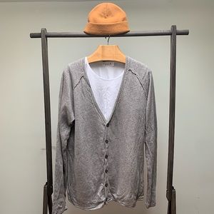 Gray cardigan with distressed lining | Size XL